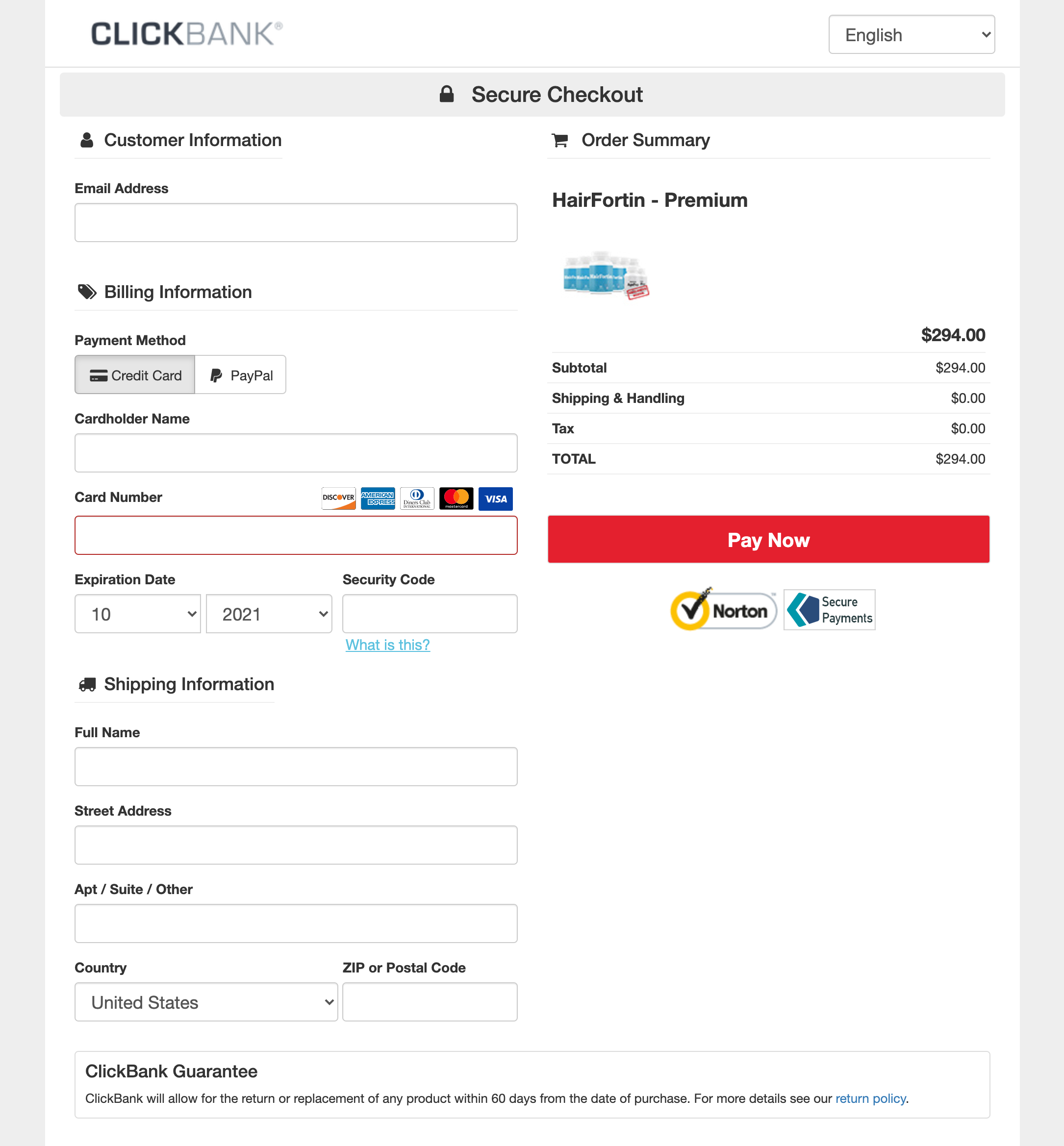 HairFortin Order Page
